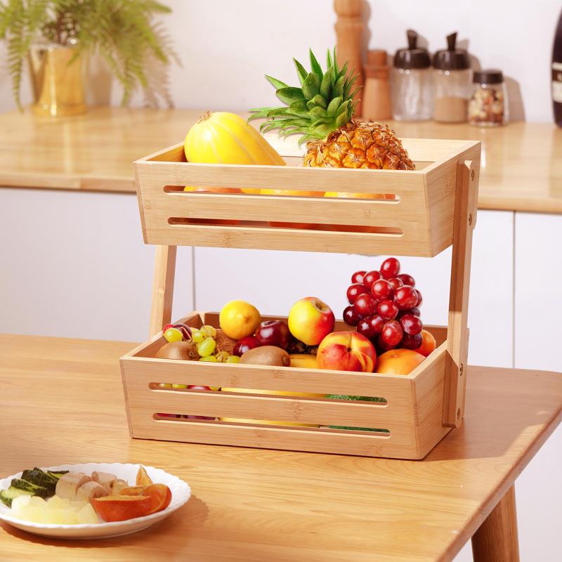 (活动价）楠筐竹多层果杂物收纳家用台面蔬篮菜面包水双层置物收