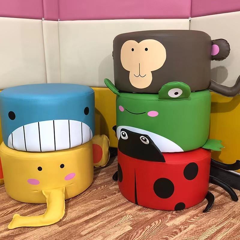 幼儿园早教中心儿童凳软体沙发软包卡通猴子大象青蛙单人小凳子