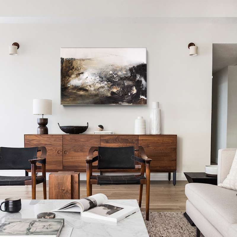 {活动价}赵无极抽象画 中式复古侘寂风壁画横版客厅沙发背景墙轻