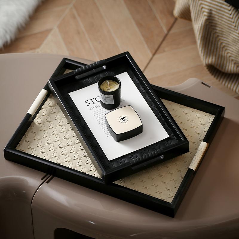 ORANGE CAT中古轻奢高档皮质香薰托盘玄关钥匙首饰收纳盘长方形