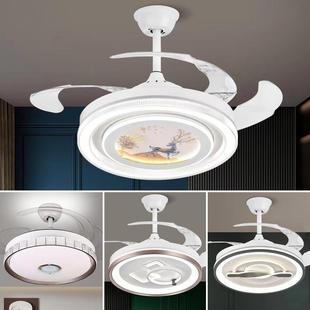 隐形风扇灯卧室吸顶灯2024年新款简约现代静音电扇一体餐厅吊扇灯