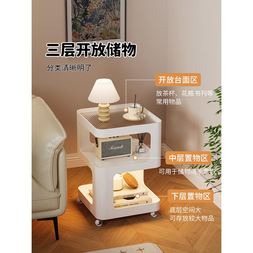 创意沙发边几奶油风客厅小茶几可移动520铁艺床头边柜轻奢置物架
