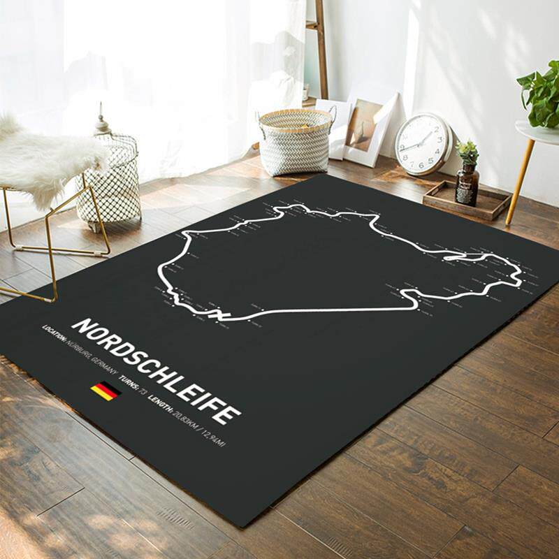 赛道地毯客厅卧室电竞房工业风赛车模拟器摩托机车防滑地垫可定制