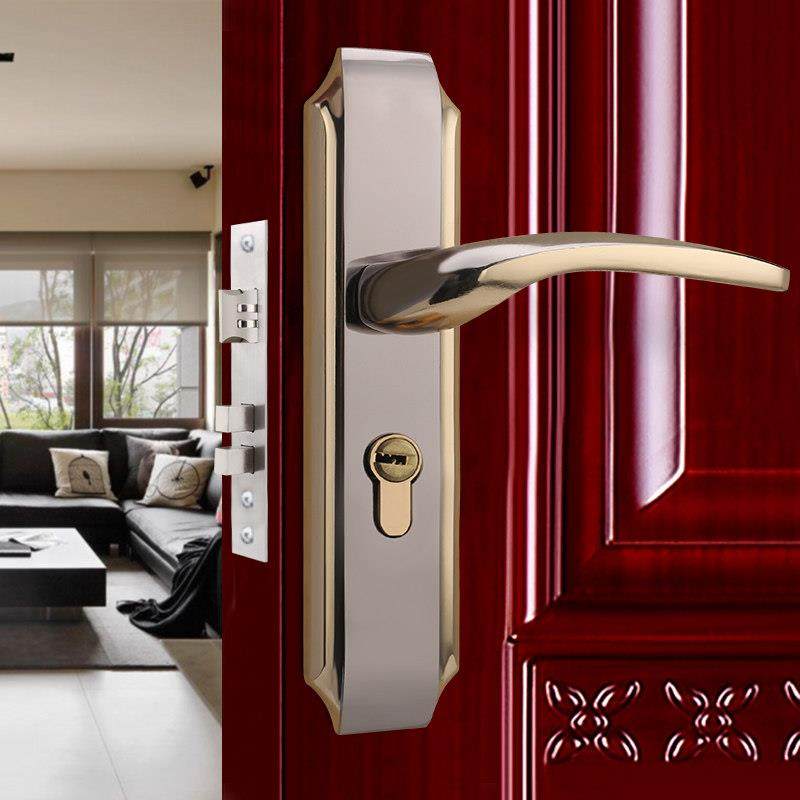 卧室门锁室内家用木门通用型房间门锁子铝合金门锁把手简约实木