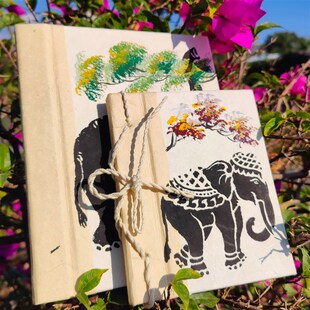 云南东巴纸本子大象手工本民族风笔记本花草纸手帐本傣纸文创礼物