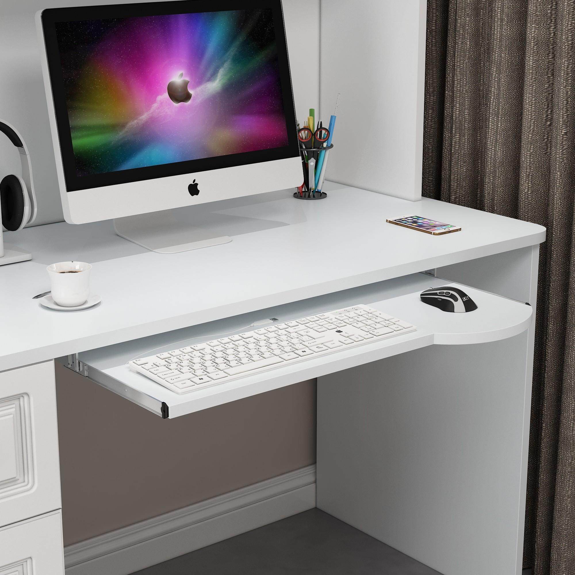 电脑桌键盘托架办公家用键盘拖圆弧桌配件木质托盘静音吊装隐藏式,基础建材,导轨,淘宝优惠券,粉丝福利购,淘宝优惠卷