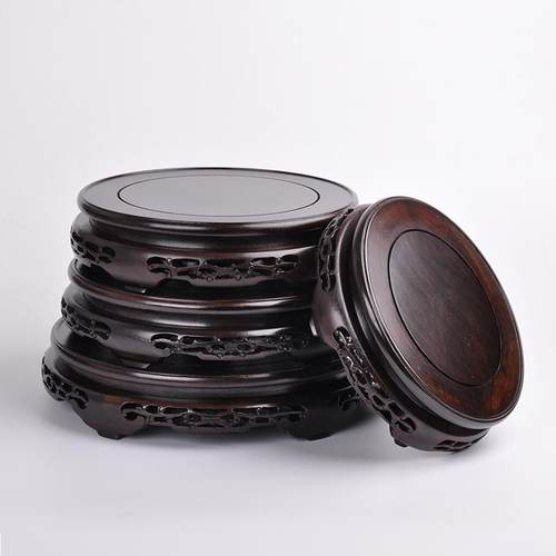 实木托架摆件奇石鱼缸茶壶盆景花瓶花盆香炉佛像木质红木圆形底座