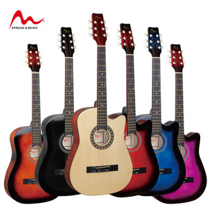 38寸普及吉他多色可选厂家批发椴木练习民谣吉他民谣