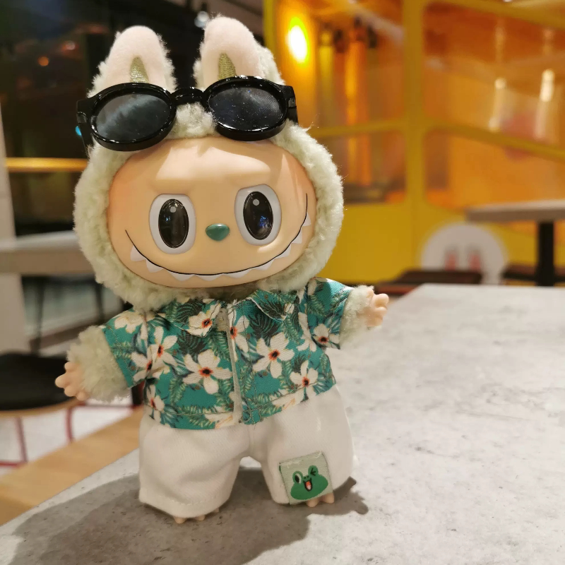 拉布布衣服着替配饰马卡龙盲盒搪胶公仔Labubu娃衣夏威夷风套装