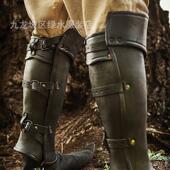 2023新款 套舞台剧表演COS摄影道具 中世纪文武士PU皮革护腿扣带鞋