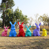 户外玻璃钢兔子摆件庭院草坪装 饰景区售楼部中秋节艺术兔雕塑摆件