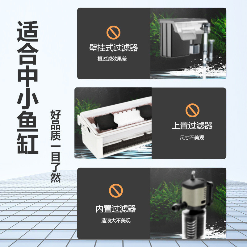 鱼缸过滤器循环系统三合一壁挂式增氧抽水滤材小型潜水泵过滤设备