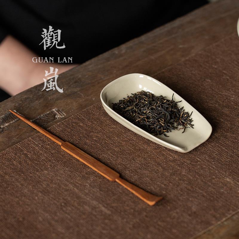 中式草木灰茶则创意功夫茶道零配件陶瓷家用醒茶荷茶拨赏茶勺茶铲