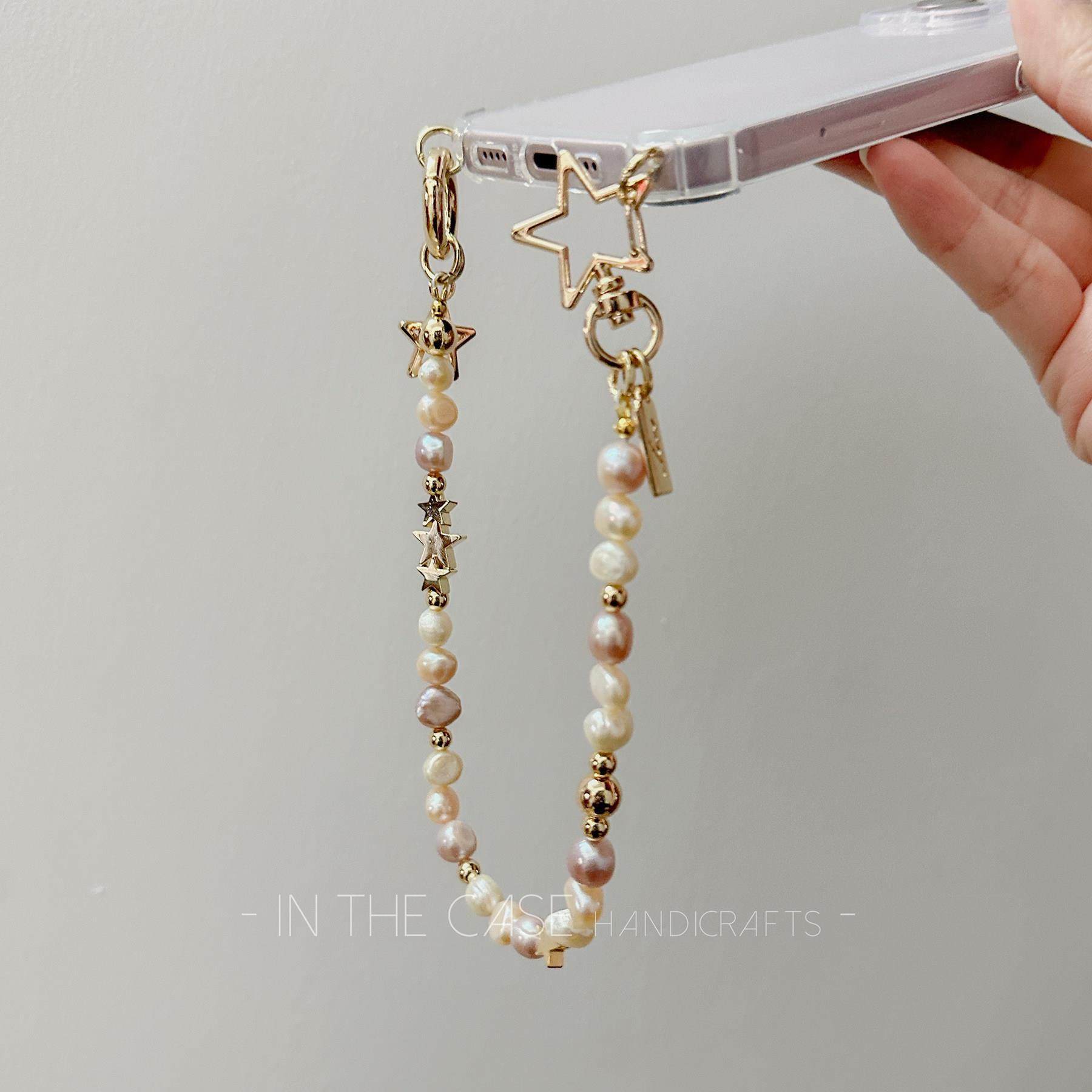 InTheCase 天然珍珠手机挂绳异形巴洛克星星串珠个性防摔手