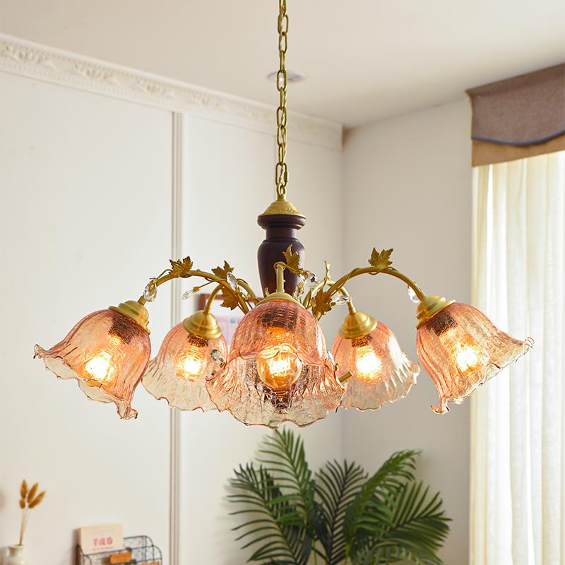 三灯一宅 卧室温馨灯 餐厅客厅灯 民宿法式田园黄铜轻奢复古吊灯