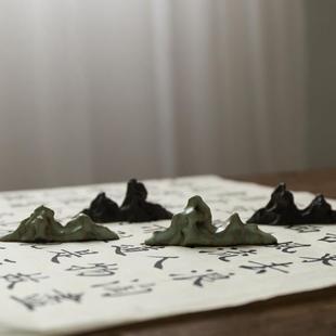 手工随型小太湖石山子茶针搁置文房笔架笔搁茶席茶宠摆件茶道配件