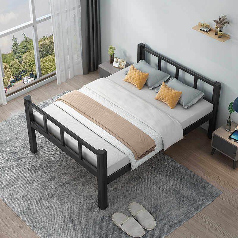 单层铁床1.2米1.5米铁艺床宿舍出租屋加厚双人铁床员工单人铁架床,住宅家具,铁艺/钢木床,淘宝优惠券,粉丝福利购,淘宝优惠卷
