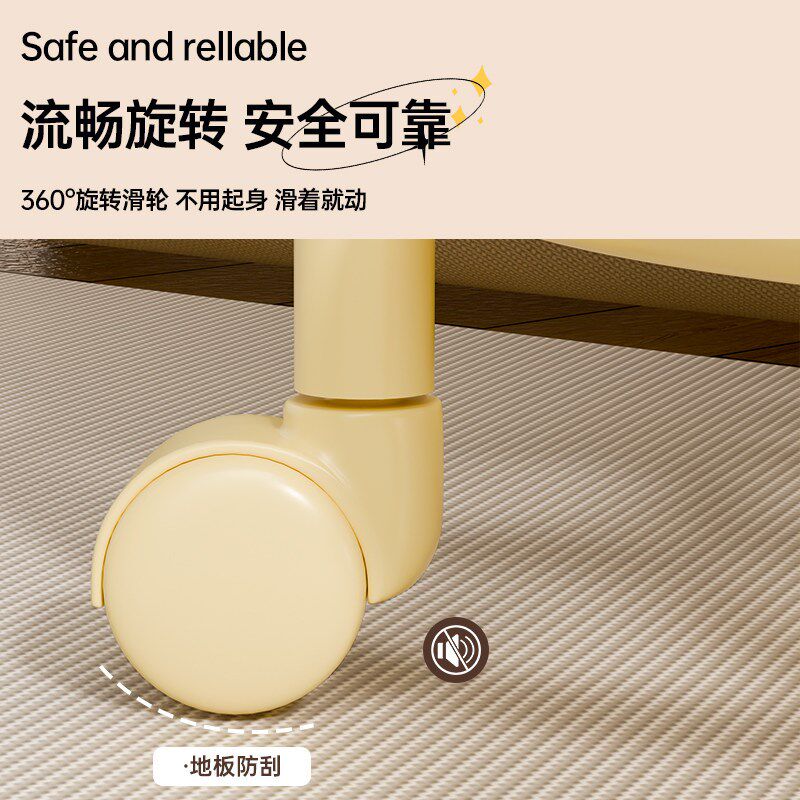客厅万向轮小凳子软座滑轮矮凳家用多功能椅子靠背圆凳移动板凳