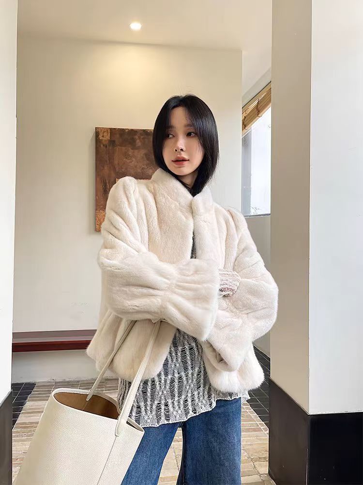 小香风外套女天鹅绒貂皮大衣水貂整貂女2025秋冬新款皮草外套上衣