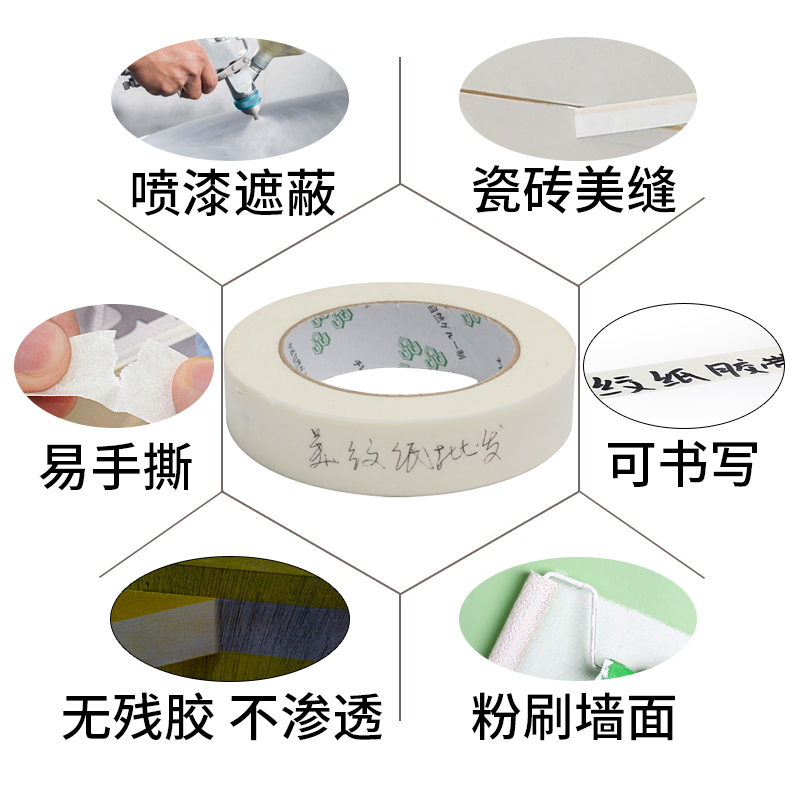 浮休美纹纸胶带可书写手撕纸胶布喷漆遮蔽美纹胶美缝胶带画画贴边