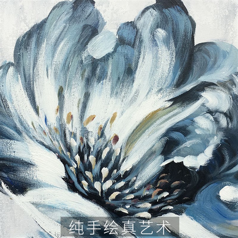 纯手工油画花卉装饰画挂画客厅玄关轻奢风装饰抽象大芬油画成品画图片