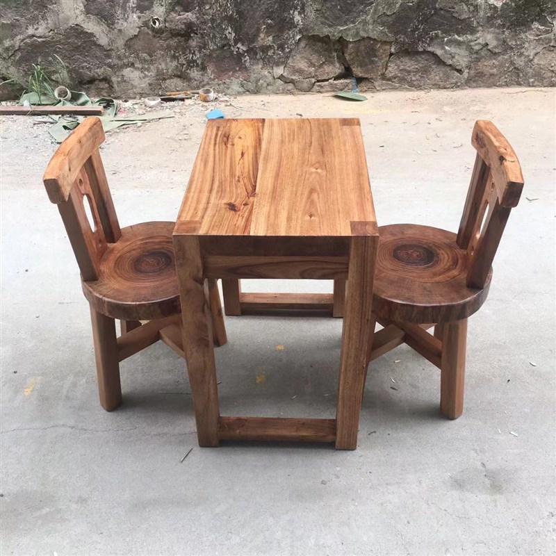 香樟木茶台家用阳台茶桌椅组合三件套简约小户型休闲长方形泡茶桌