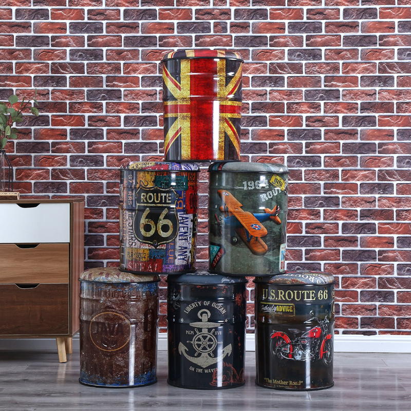 新款铁艺椅储物凳复古铁桶油漆凳子换鞋凳咖啡凳服装店试鞋凳