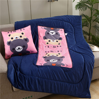 加厚珊瑚绒抱枕被子两用床头靠垫汽车腰靠沙发办公室午休靠枕头被