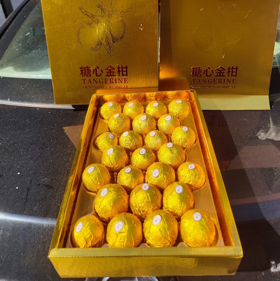 现货土豪金第三代广西融安脆蜜金柑金桔巧克力金蛋礼盒顺丰包邮