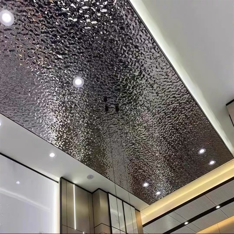 水波纹板镜面饰面背景仿不锈钢吊顶金属膜波浪自粘婚庆银色装饰