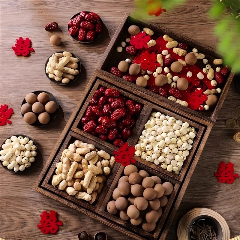 订婚摆件早生贵子干果包组合红枣花生桂圆莲子干果盒结婚布置摆盘