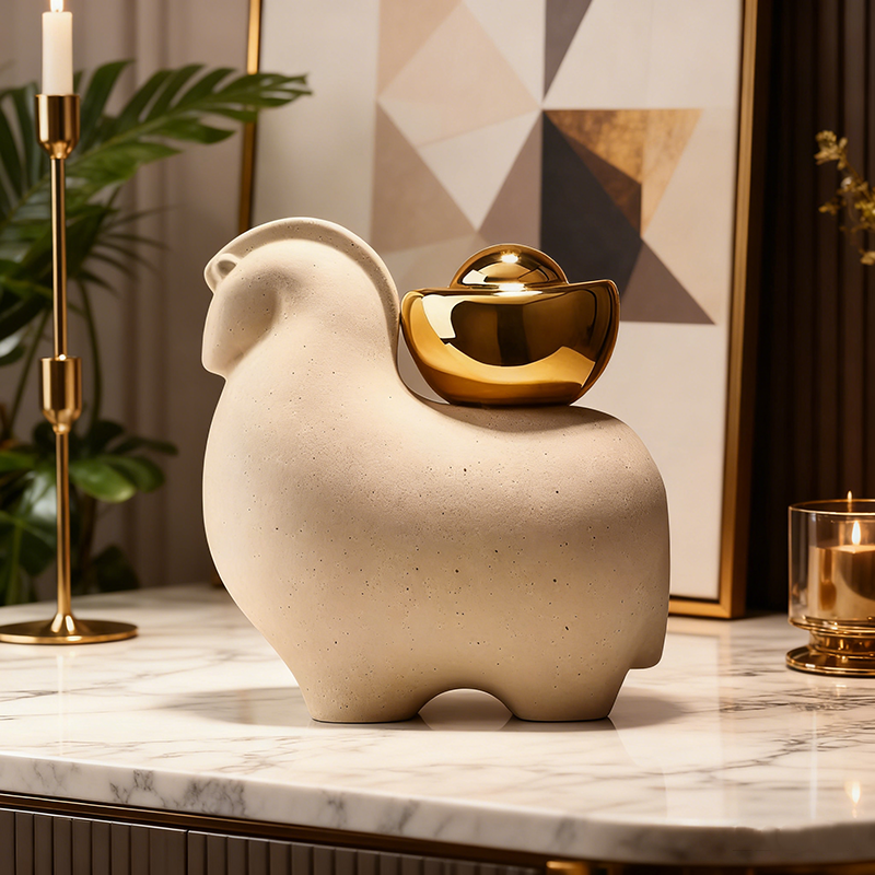 陶瓷新中式玄关博古架摆件装饰