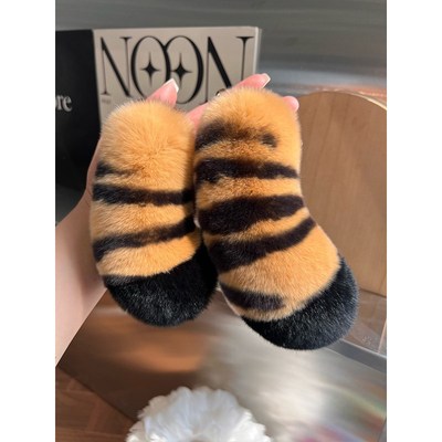 【老虎尾巴】可爱真獭兔毛汽车钥匙扣挂件毛绒情侣礼物书包包挂饰