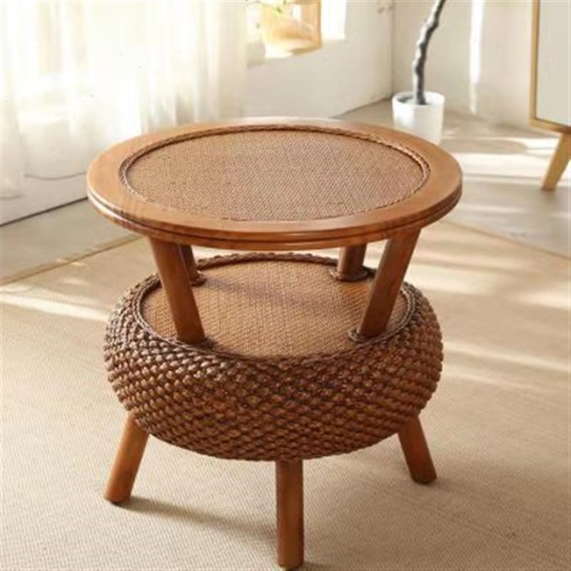 藤编椅子阳台圆形藤椅茶几组合藤编家用老人靠背椅阳台休闲藤桌椅