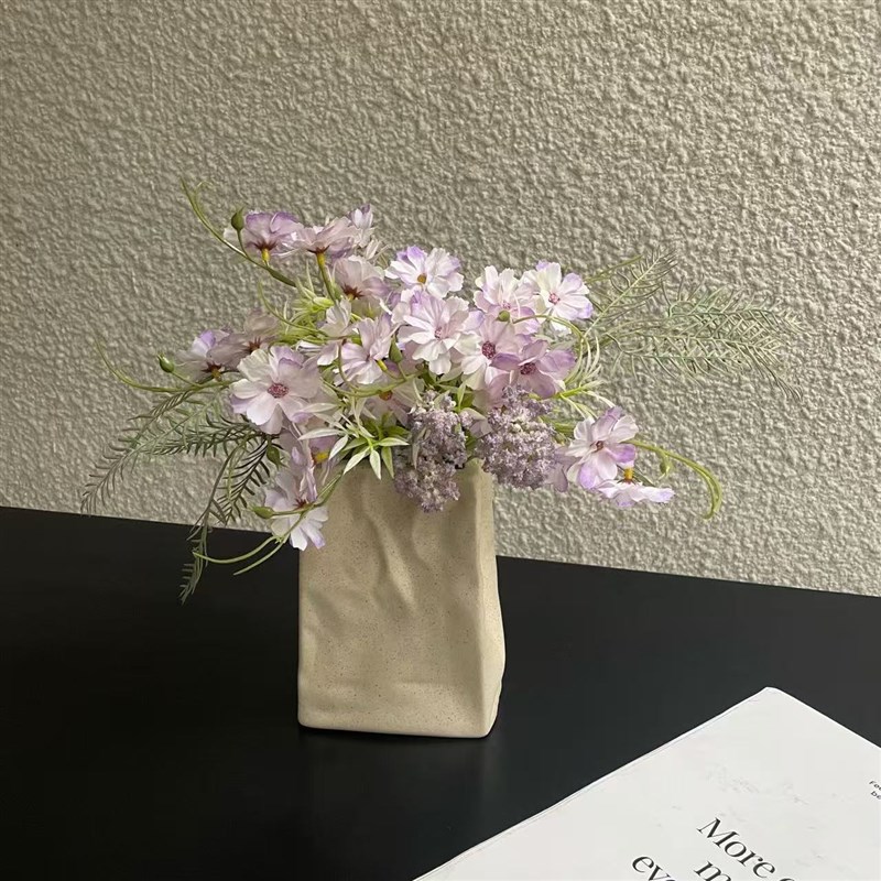 【柿吉】纸鸳 设计师手扎花束花瓶套装桌面茶几卫生间餐桌摆件