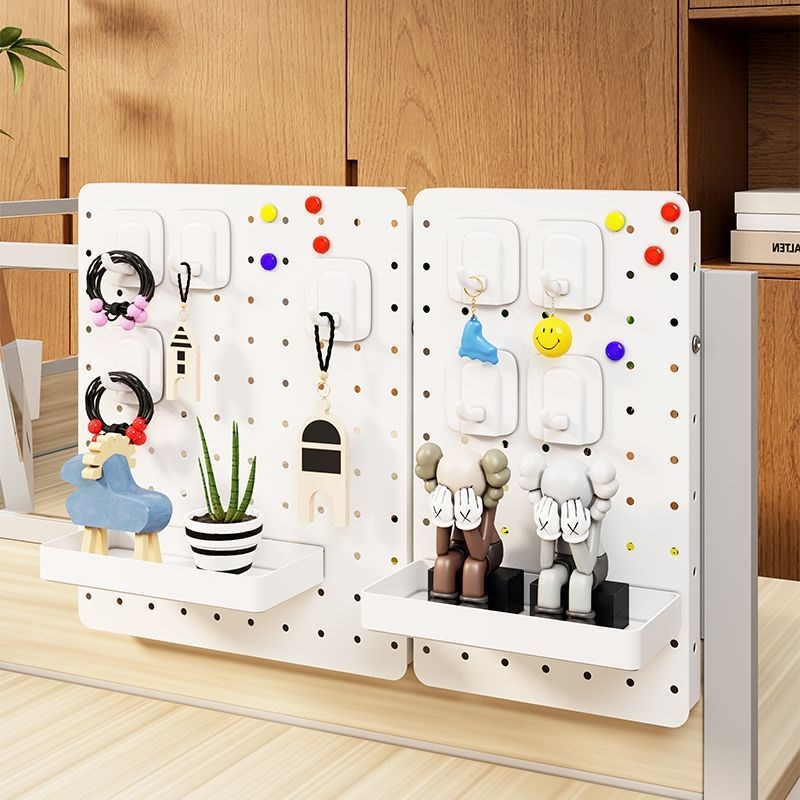 免打孔办公室工位洞洞板可磁吸悬挂办公桌挡板桌面收纳神器置物架