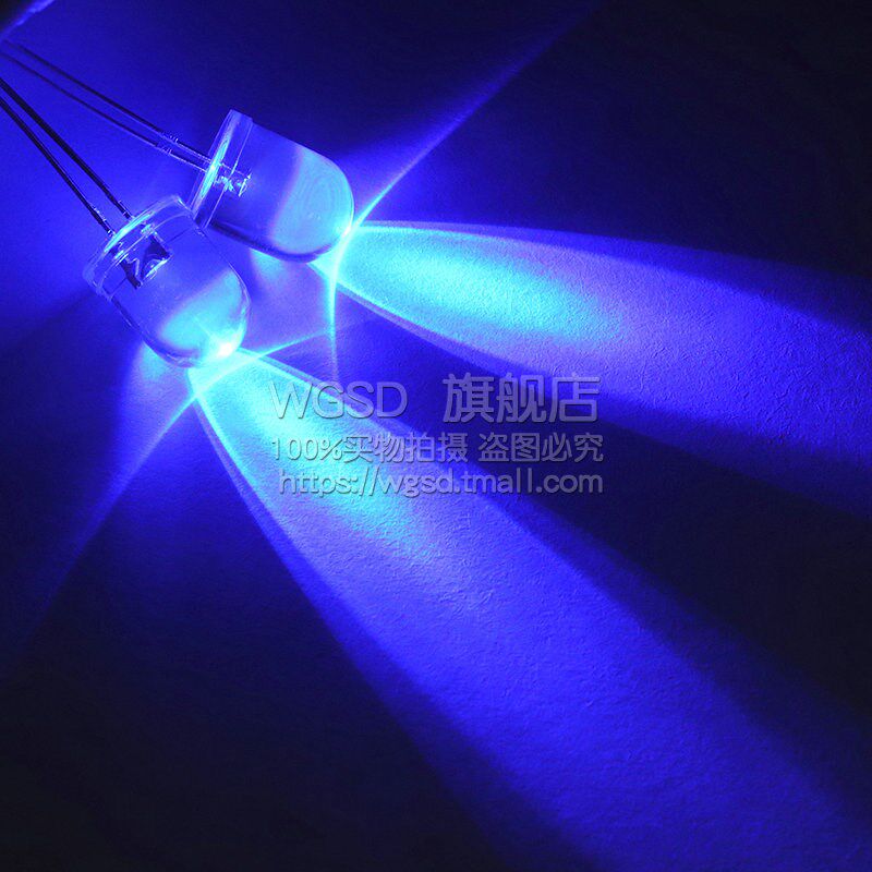 高亮10MM白发蓝光LED灯 F10蓝色灯 10mm发光二极管LED  5个