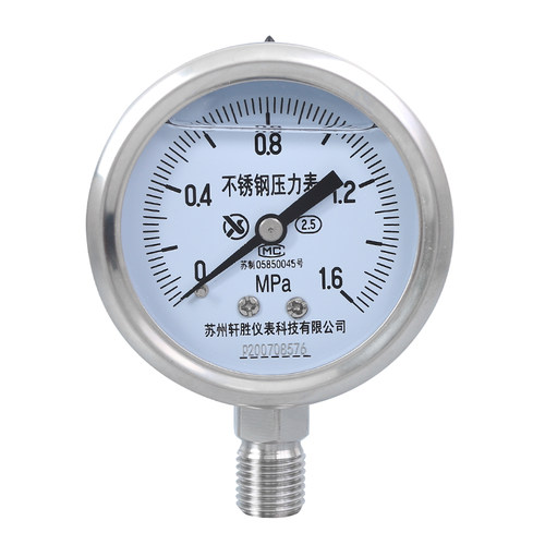 YN60BF 1.6MPa 耐震不锈钢压力表 防腐压力表 抗震不锈钢压力表