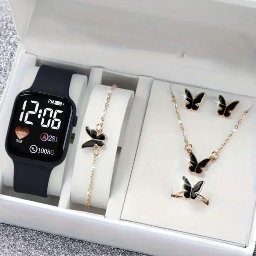 网红简约硅胶电子表女款方形LED夜光数字手表女朋友七夕节礼物