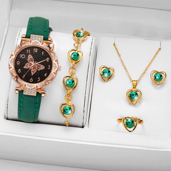 甜酷可爱学生蝴蝶手表四件套圣诞节礼物送女友简约时尚高颜值女表