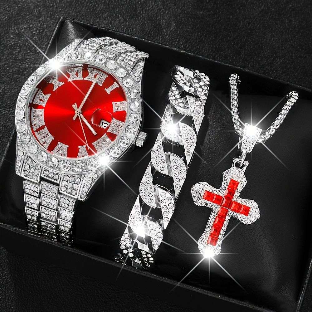 镶钻情侣手表手链项链礼盒装