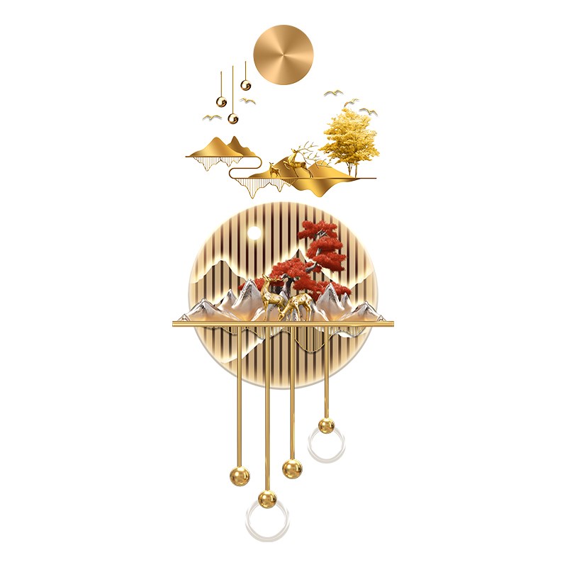 轻奢玄关麋鹿装饰画走廊尽头发光带灯挂画高档吊坠立体灯饰壁饰画图片