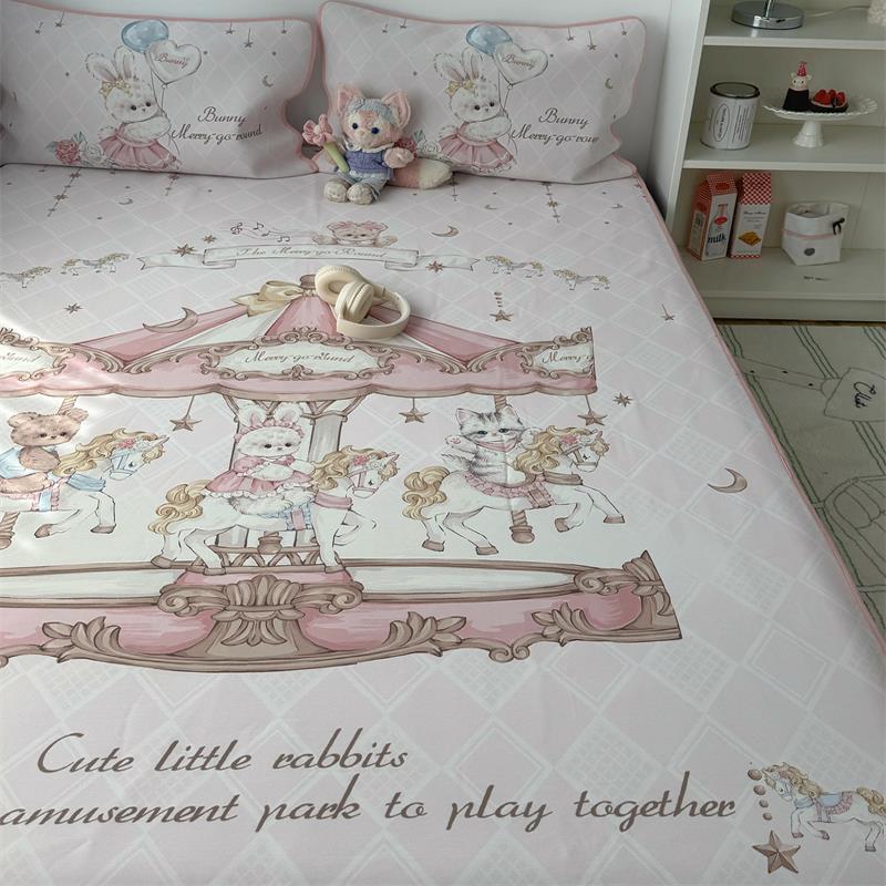 梨梦 可爱lolita冰丝凉席三件凉感少女心夏季单人学生宿舍床笠款