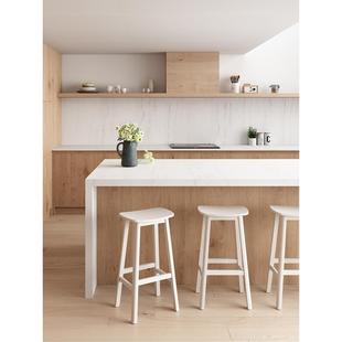 森川马鞍吧凳实木吧台椅商用酒吧前台高脚凳家用简约白蜡木岛台椅