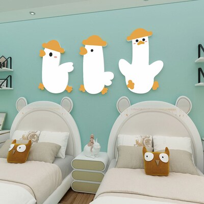 爱鸭子卧室床饰品公房创意画儿童房布置立体墙