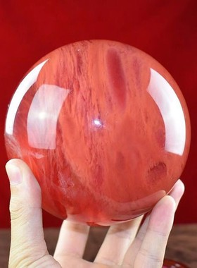 天然红色水晶球招财聚财原矿石客厅办公室店铺收银台鸿运当头