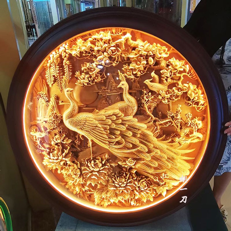 东阳木雕实木手工雕刻进门玄关挂画背景墙饰屏风端木雕