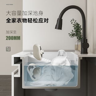 朗享阳台柜洗扫地器洗衣池台盆一体带搓板台盆柜