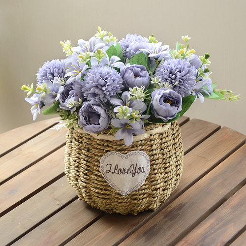 小篮客厅编织瓶插篮子草编盆藤编篮装饰蓝筐