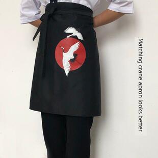 酒店厨师印花男女围裙中长围裙裙子餐厅厨房咖啡服务员工作服